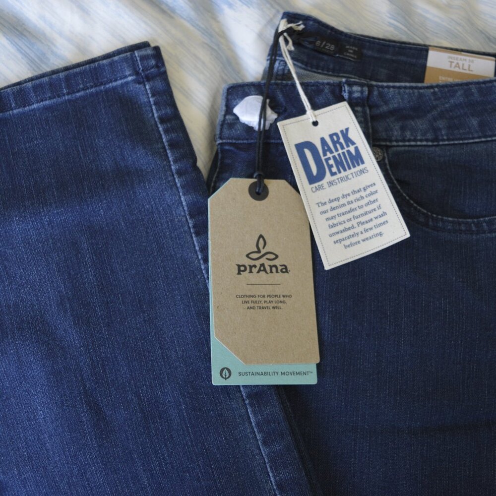 NWT Prana Kayla Jean Tall 36" Inseam Dark Size 6 Women's Dark Wash Denim